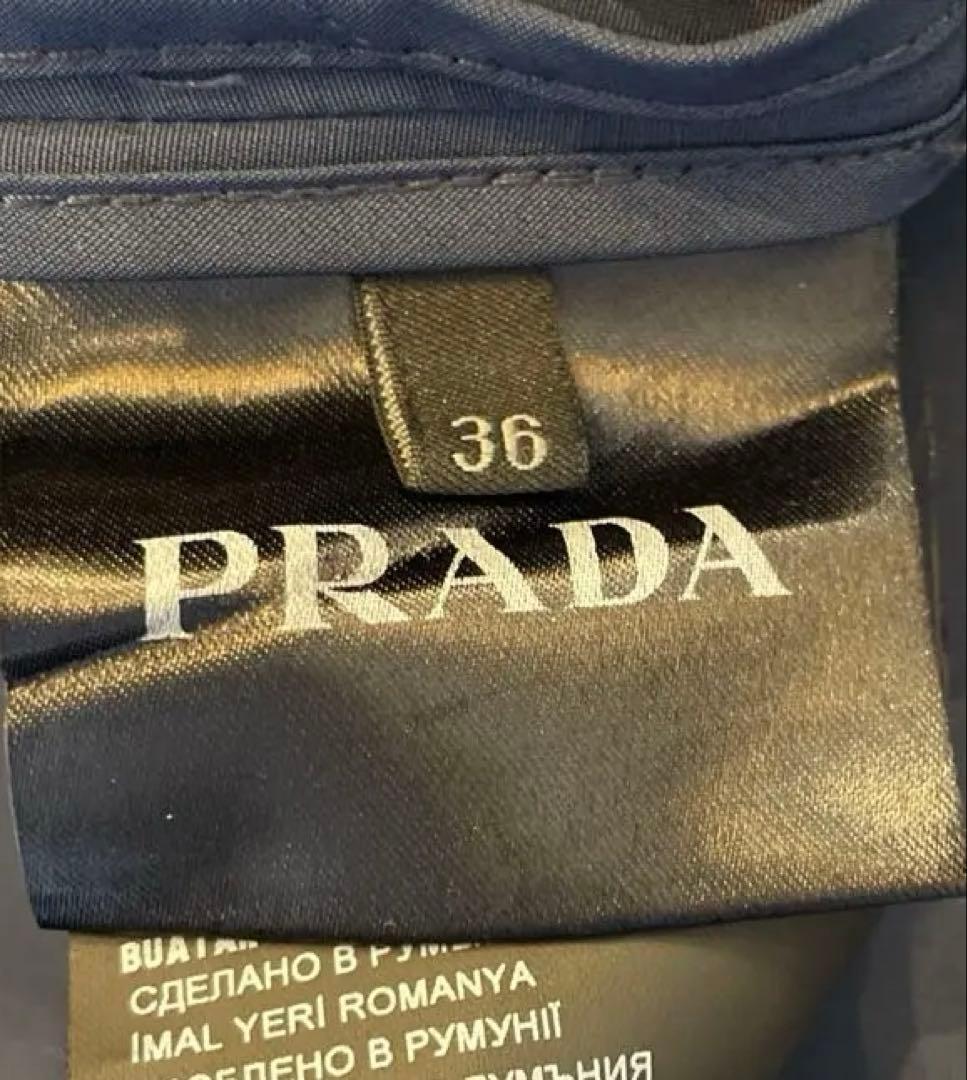 PRADA ネイビー トレンチコート ベルト付きプラダステンカラーコート36