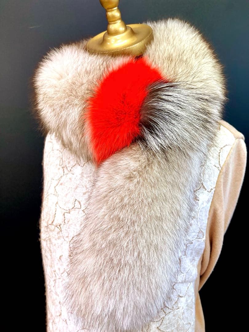 blue fox muffler／ベイジュ品番Ａ／GAKE日本製❣️