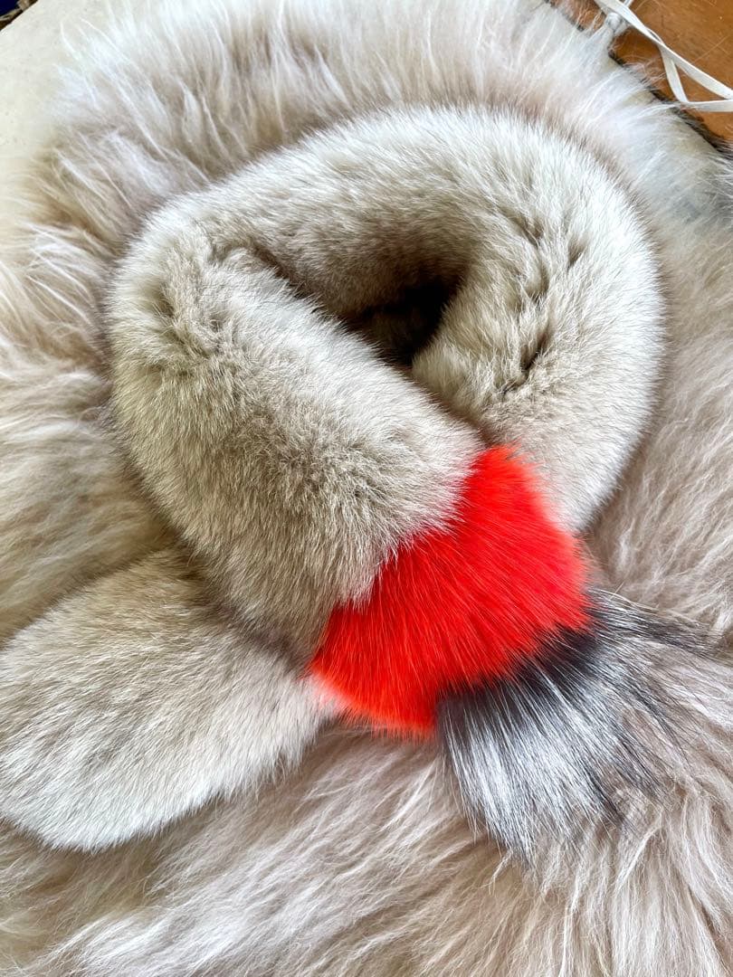 blue fox muffler／ベイジュ品番Ａ／GAKE日本製❣️