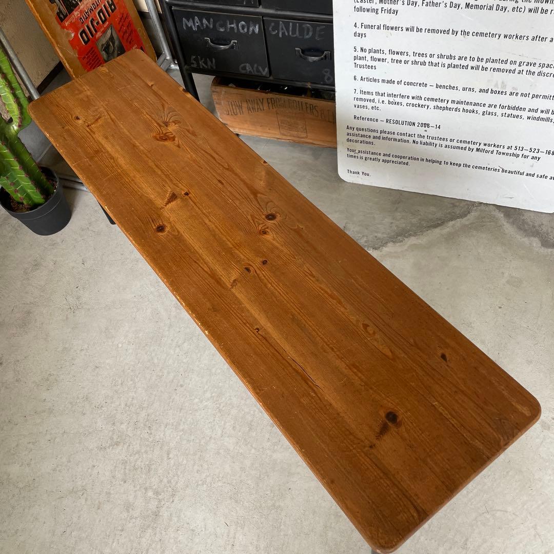 インダストリアル ウッド ベンチ 木製 長椅子 アイアン脚 シャビー wood