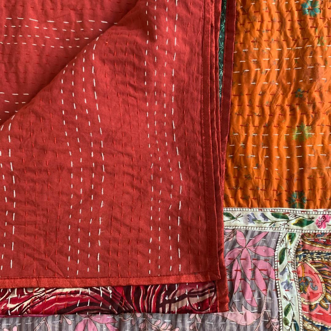 インド ラリーキルト カンタキルト ヴィンテージ パッチワーク ブロックプリント