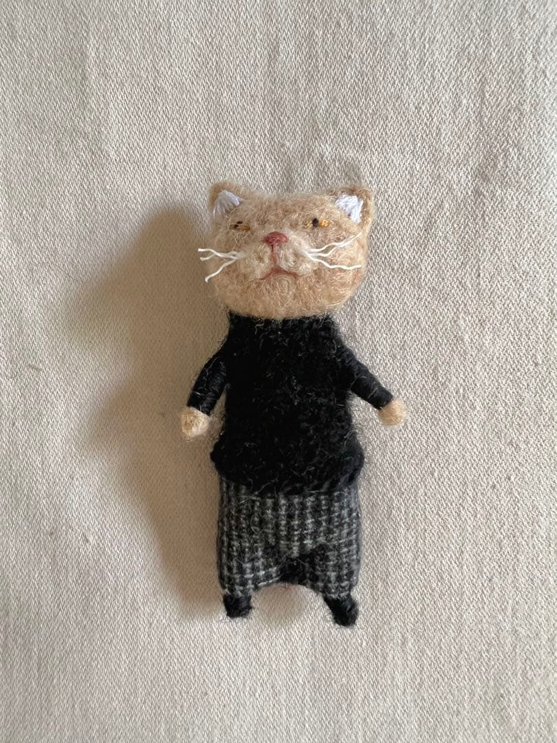 新品　MTK SHEEP 羊毛フェルト　おしゃれ猫② ベージュねこ