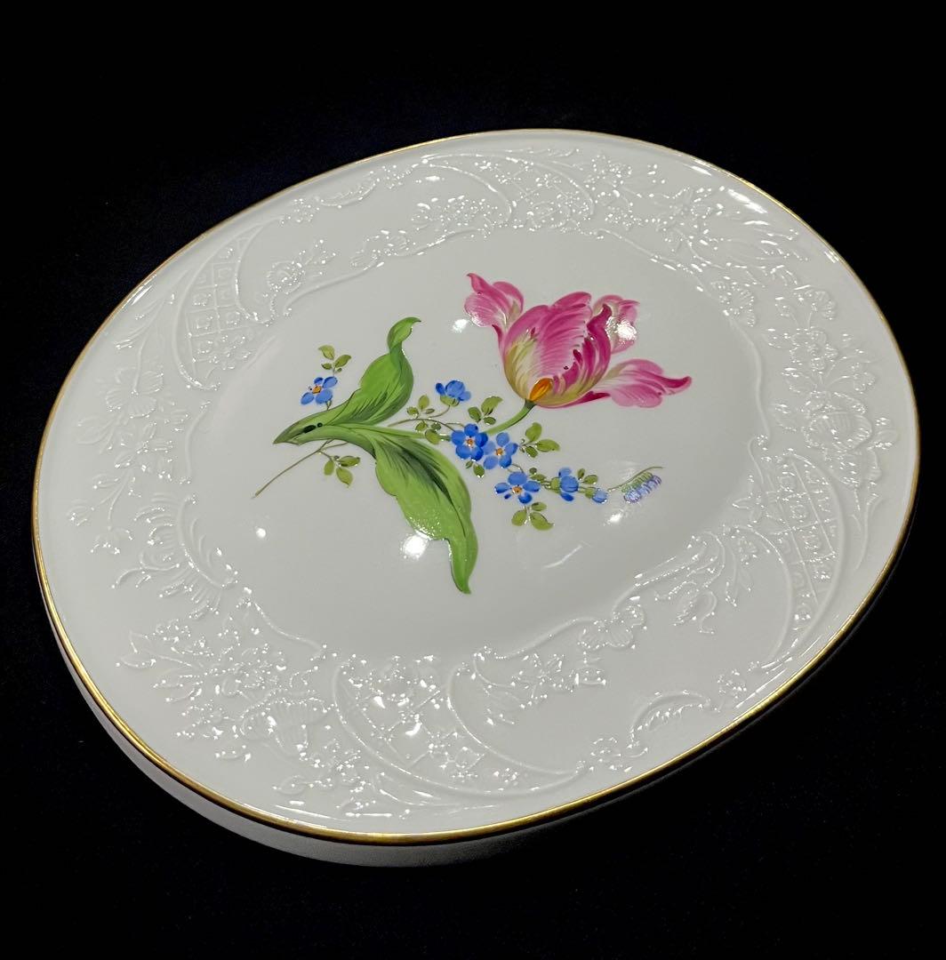 Meissen マイセン /※ 1級品 金彩 フラワーブーケ　レリーフ　陶板
