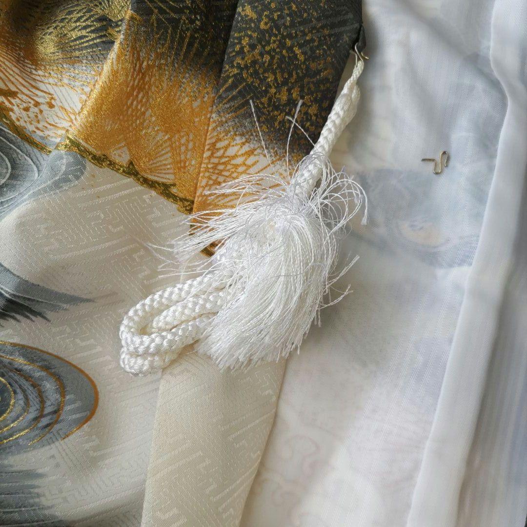 七五三 男の子 羽織 袴 肌襦袢 黒着物 金襴 帯 懐剣 白足袋 鷹 波 5歳