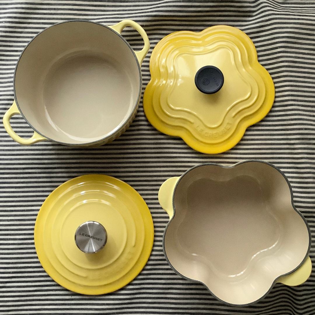 【ルクルーゼジャポン正規品】ココットフルール20＆ココットロンド18 ソレイユ色