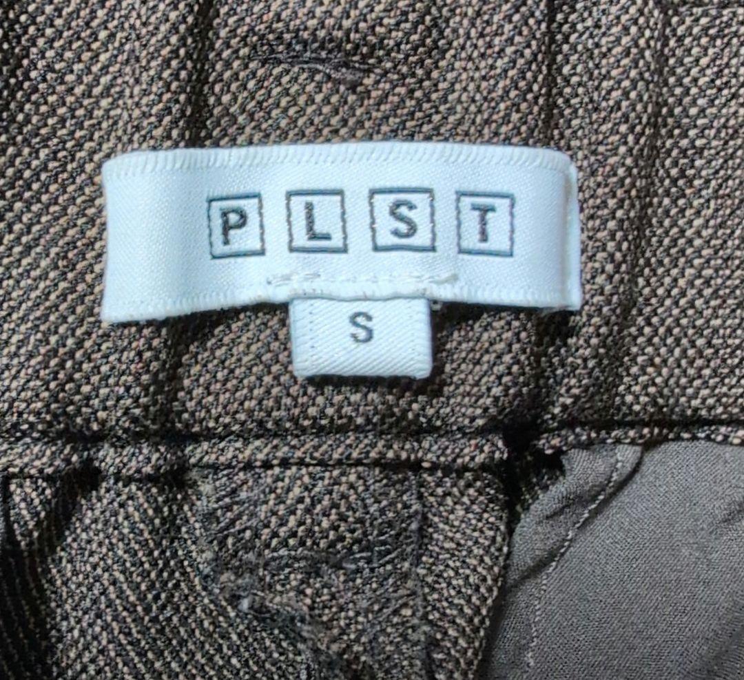 PLST プラステ　シャークスキン ノーカラーセットアップ　ブラウン　S