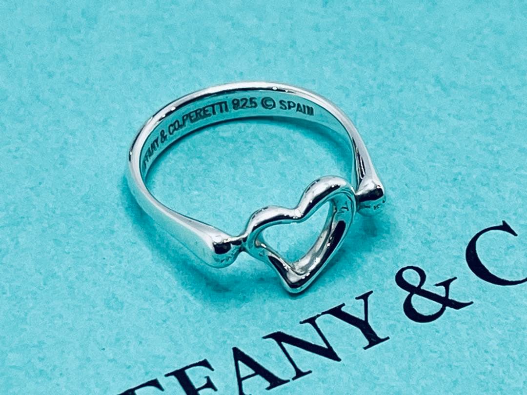 h890 美品　ティファニー　オープンハート　リング　シルバー925 約8.5号