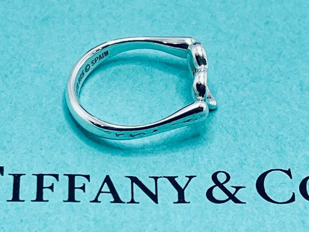h890 美品　ティファニー　オープンハート　リング　シルバー925 約8.5号