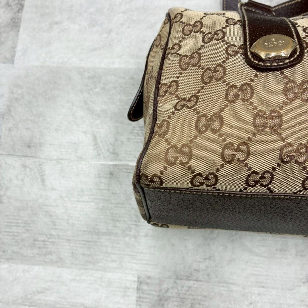 美品✨ グッチ GG キャンバス ミニボストン バッグ 肩掛け ハンドバッグ