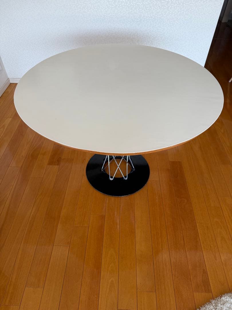 円形ダイニングテーブル 木製天板 スチール脚