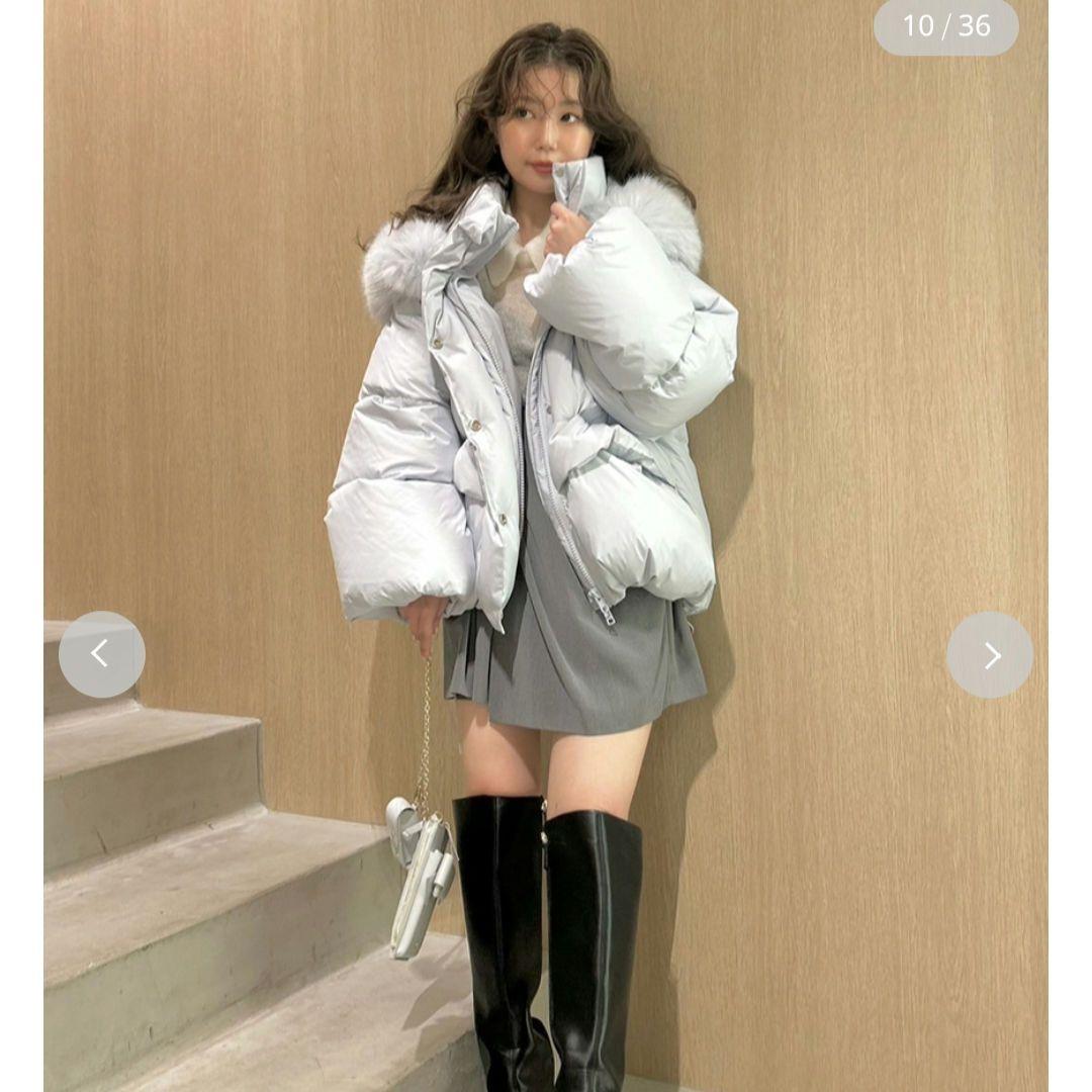 新品未使用 フードファーショートダウンコート　水色　FRAY I.D