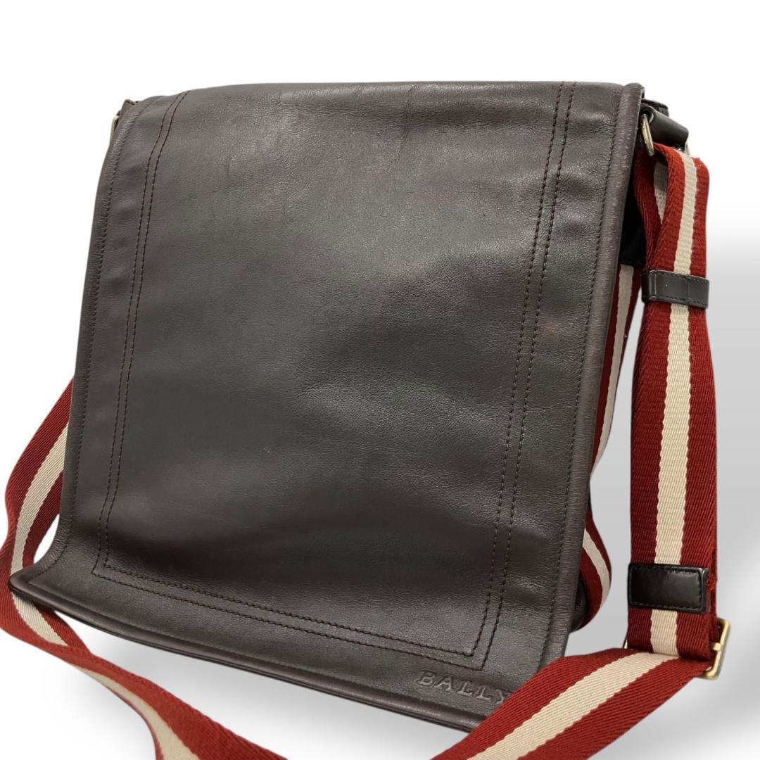 BALLY トレスポ メッセンジャーバッグ ダークブラウン レッド 1408