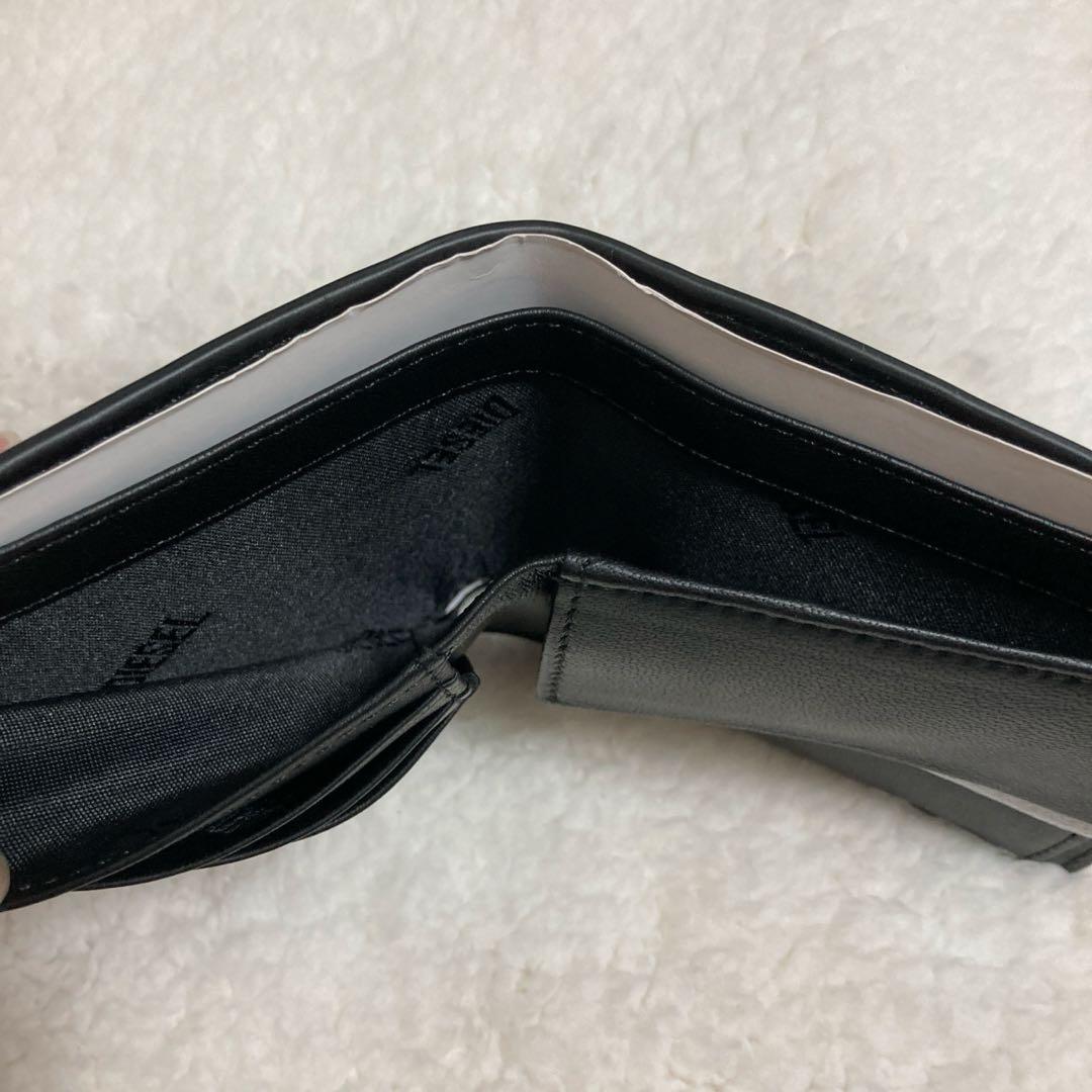 非売品✨箱付き DIESEL 3Dロゴ 二つ折り財布 レザー　ブラック　限定