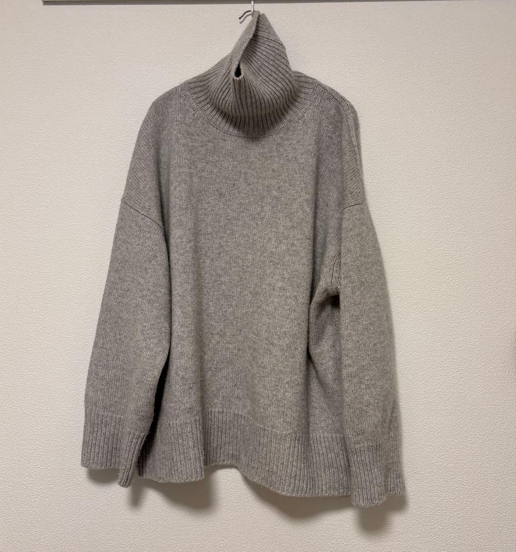 エブール カシミヤ100% ニット タートルネック グレー 長袖 オーバーサイズ