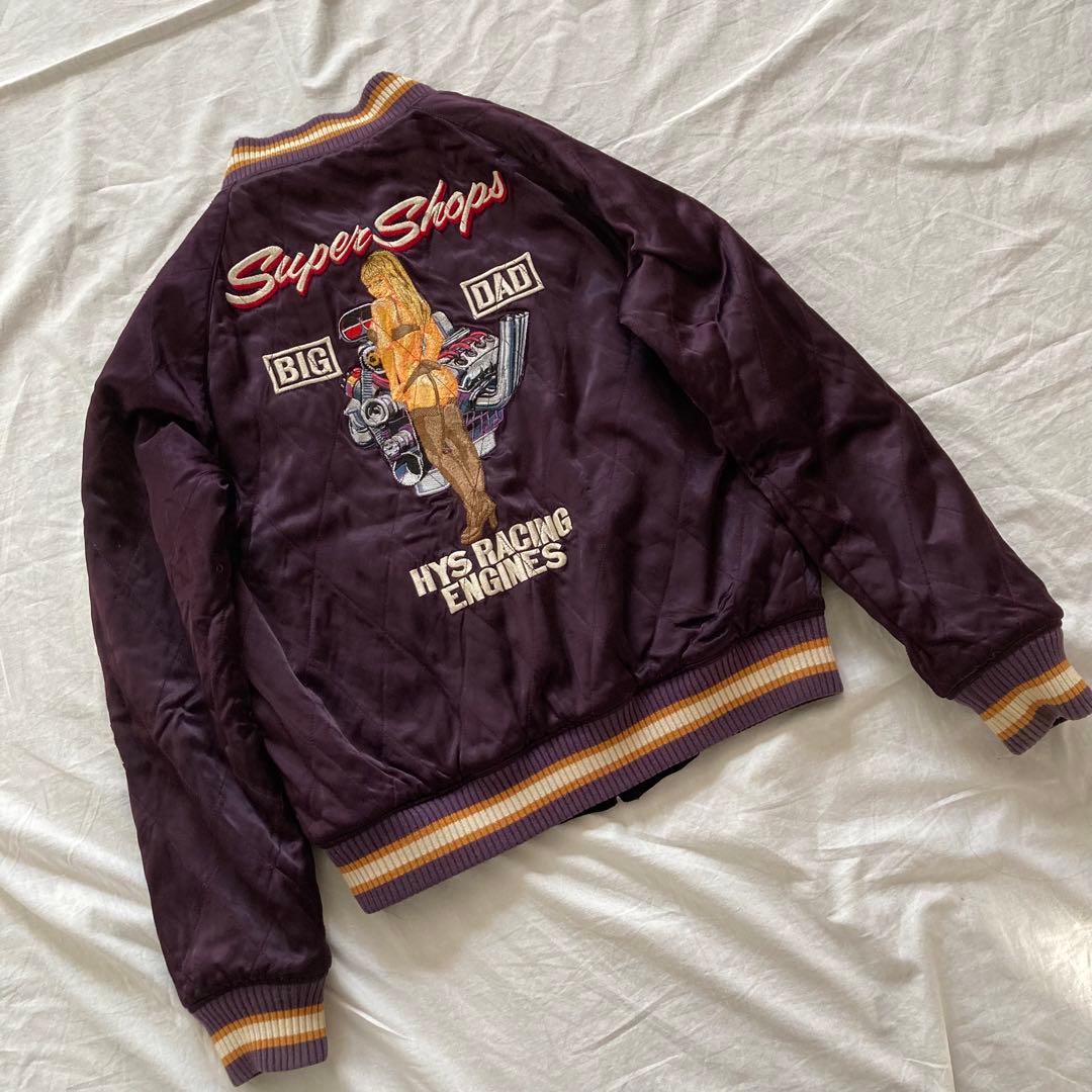 希少　ヒステリックグラマー　スカジャン　ベロア　リバーシブル　レーシング　紫　黒