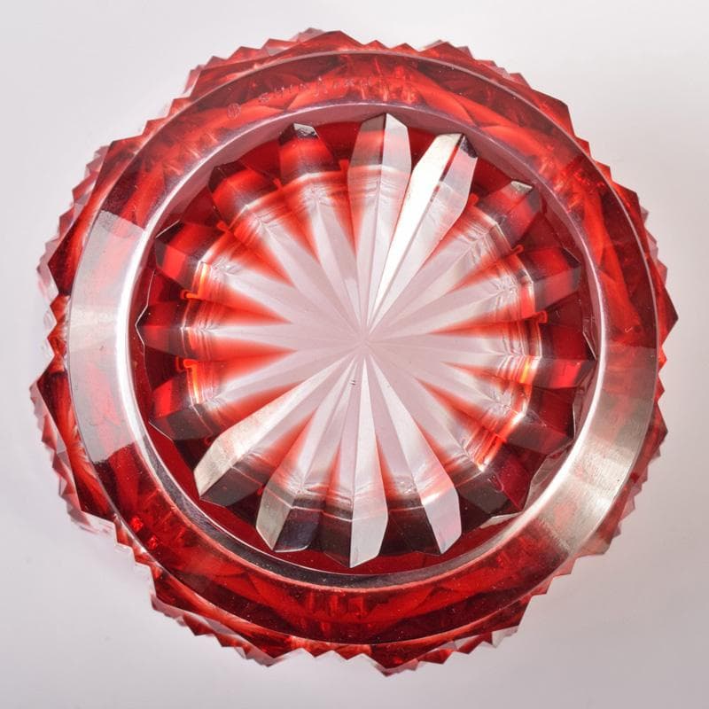 薩摩ガラス工芸作　島津薩摩切子　色被せガラス　切子猪口　共布共箱　D　R8099