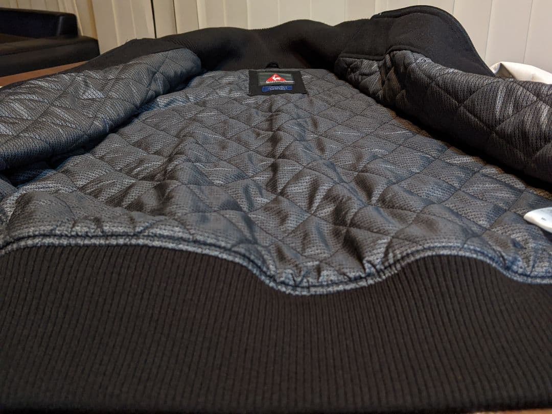 ルコック　ゴルフ　スタジャン　フェイクレザー　　中綿　毛　ジャケット　　デサント