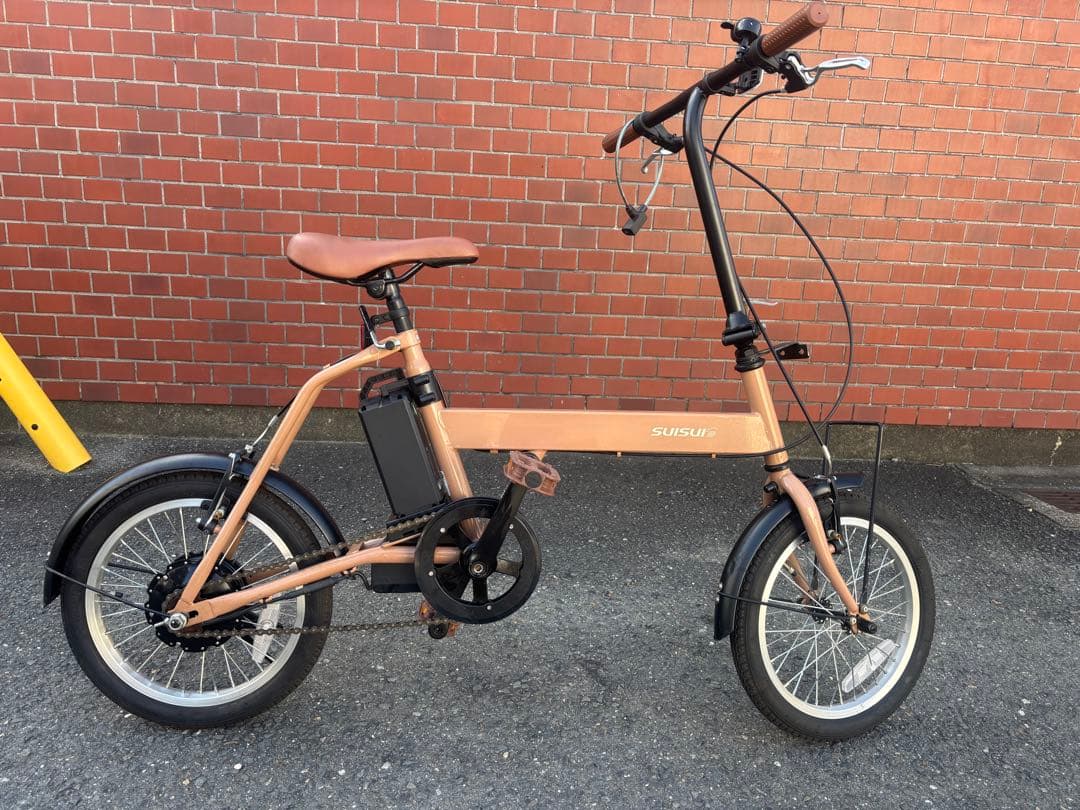 Suisui 綺麗な折りたたみ電動自転車 ベージュ