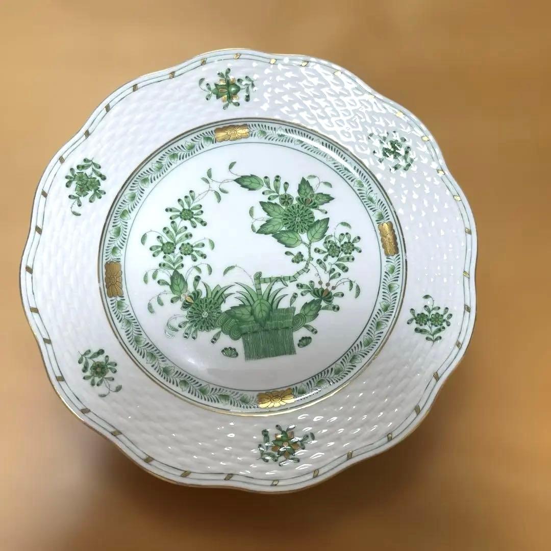 ヘレンド　インドの華　19cm 植物模様の波型皿