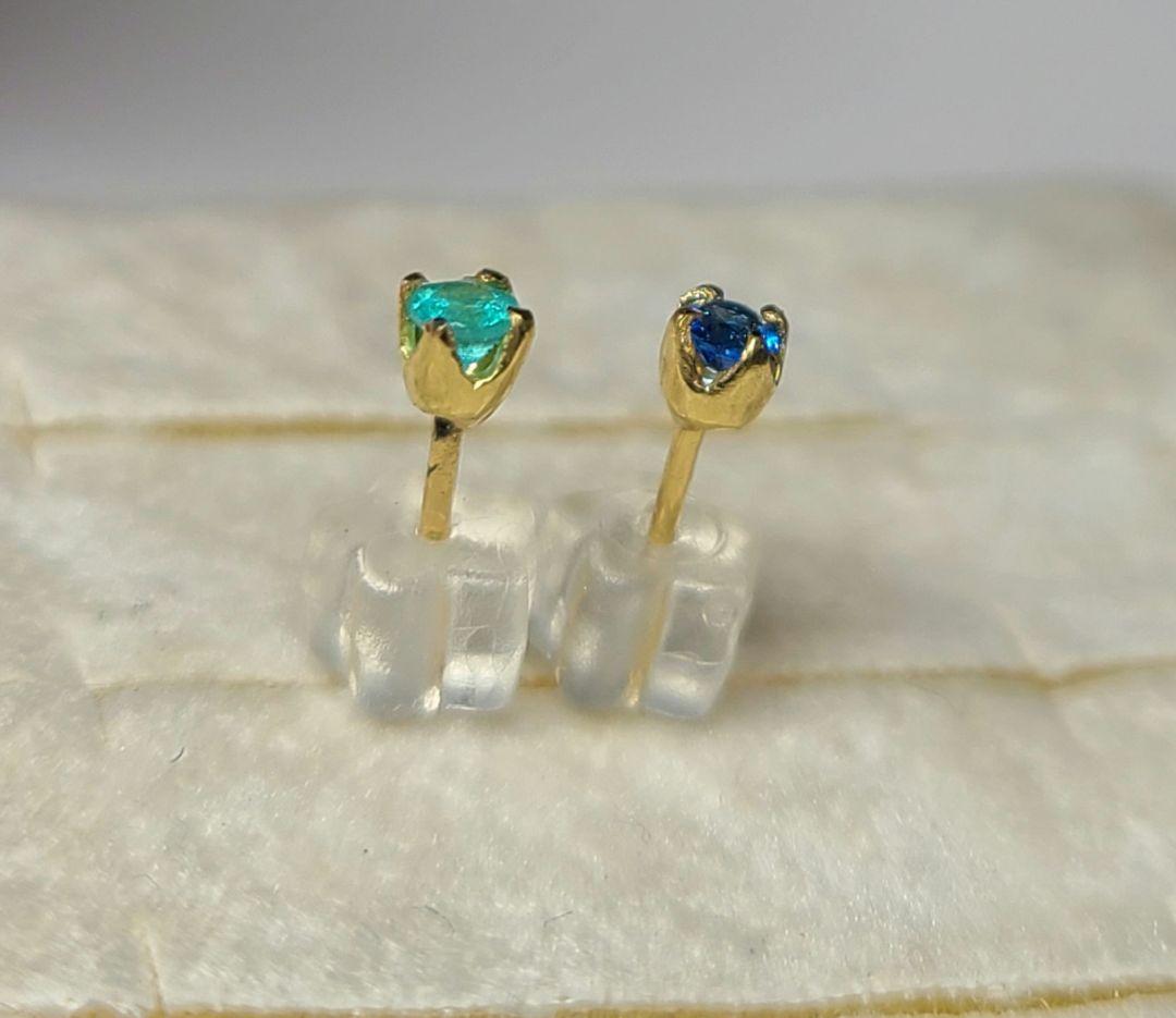 美しいネオンブルーの共演★バターリャパライバトルマリンアウイナイトピアス18金★