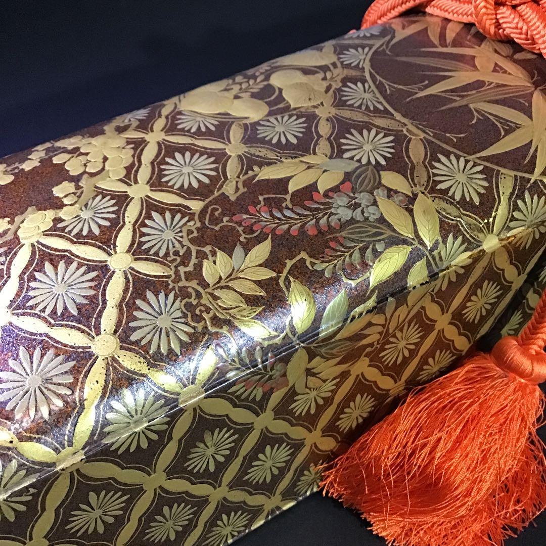 金蒔絵　松竹梅　文庫　江戸時代. Z3