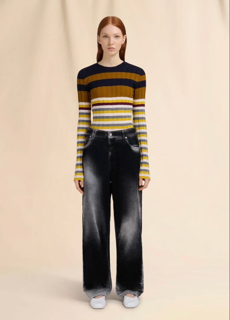 MARNI ブラック フロッキー加工デニムジーンズ