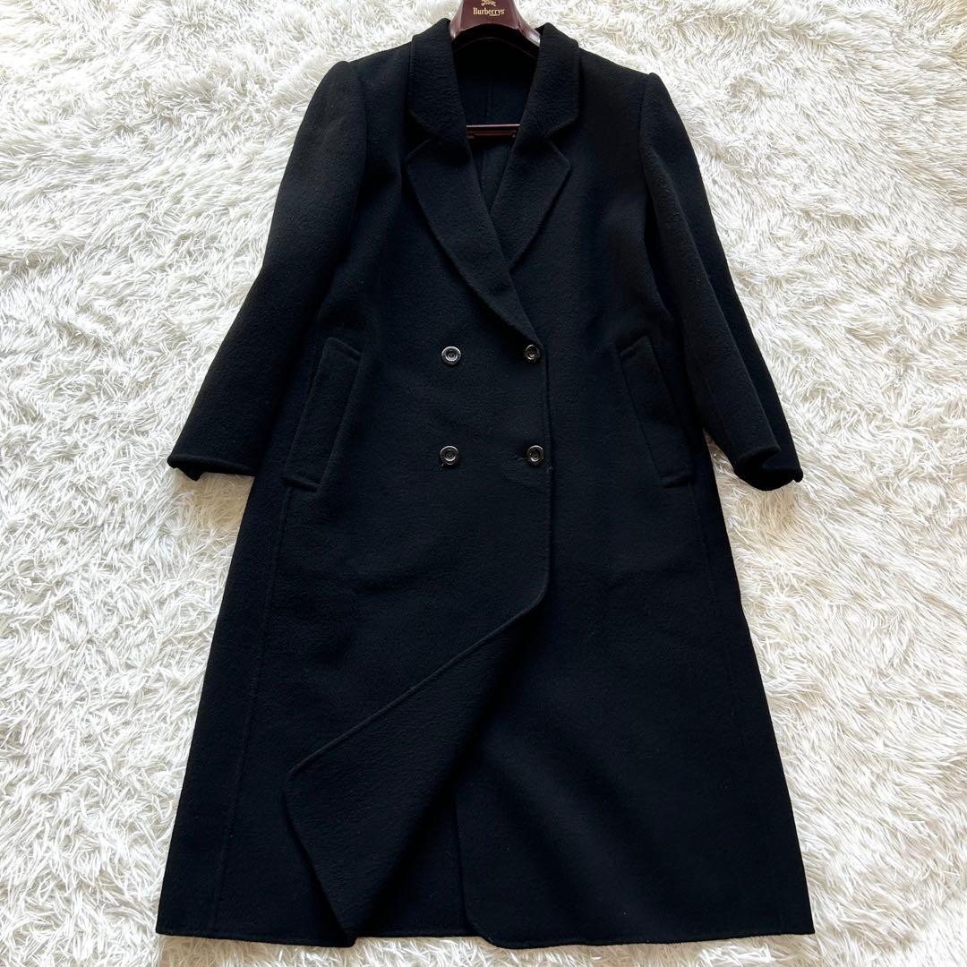 【極美品】バーバリー　ダブルブレスト　チェスターコート　カシミヤ混　黒　M相当
