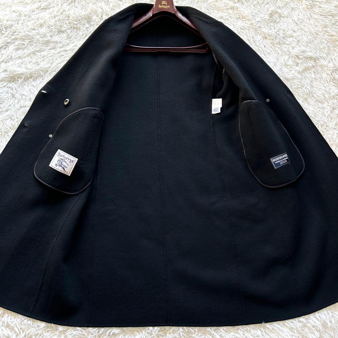 【極美品】バーバリー　ダブルブレスト　チェスターコート　カシミヤ混　黒　M相当