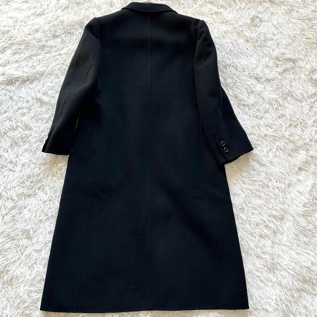 【極美品】バーバリー　ダブルブレスト　チェスターコート　カシミヤ混　黒　M相当