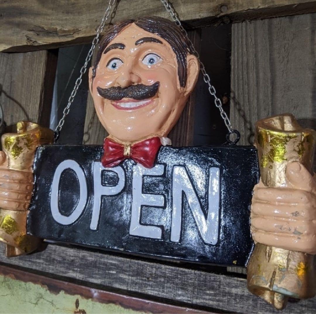 カットハウス 立掛け式 看板（黒板） 理容室の看板 オープン&クローズ看板