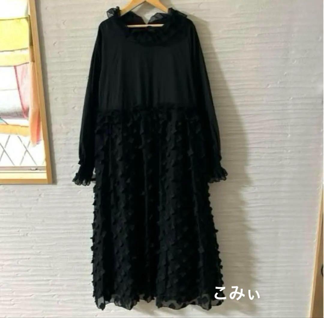 トリト×ビームスボーイ★スウィングロングワンピース　ブラックkm