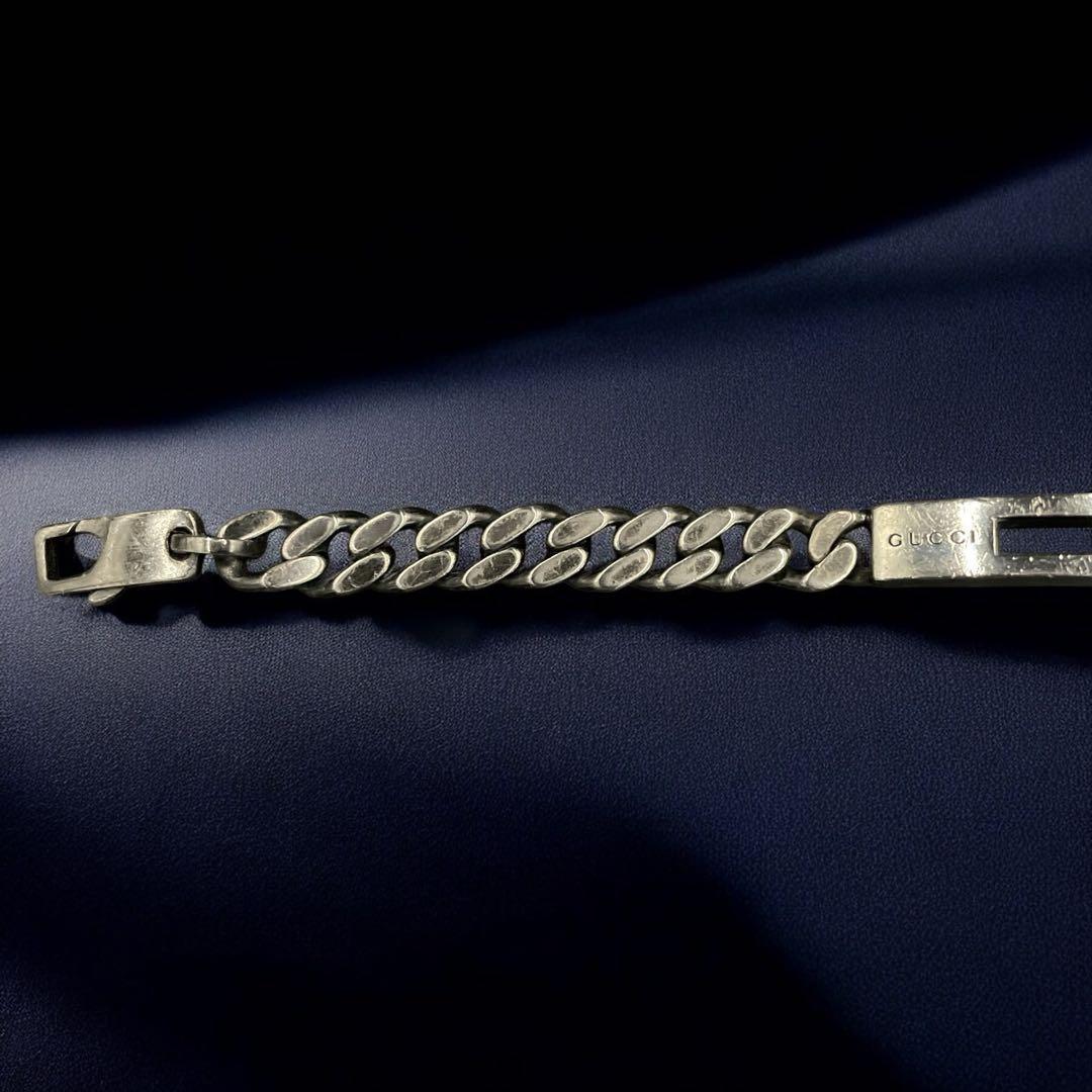 オールド　グッチ　ブレスレット Gロゴ 喜平チェーン シルバー　17 y2k