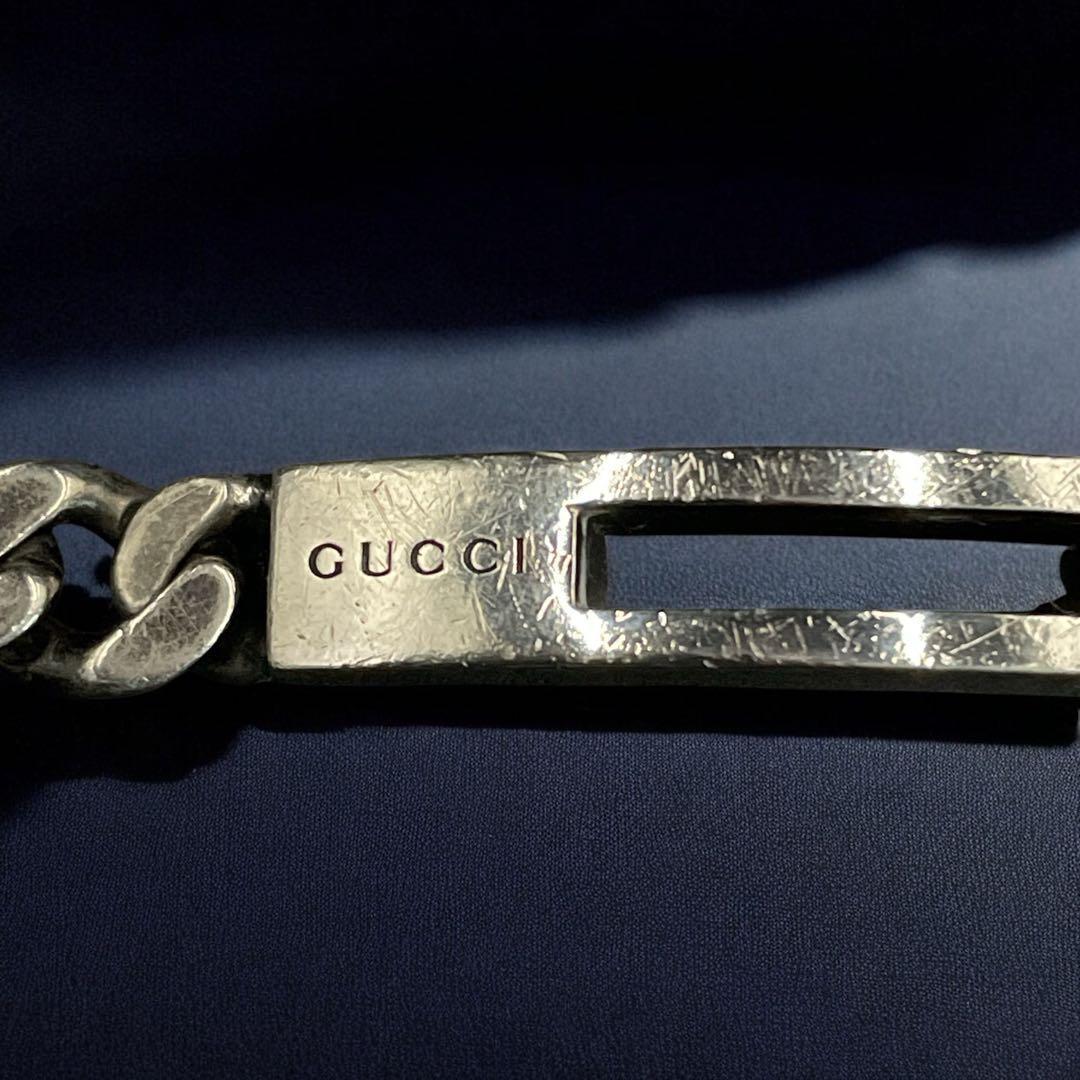 オールド　グッチ　ブレスレット Gロゴ 喜平チェーン シルバー　17 y2k