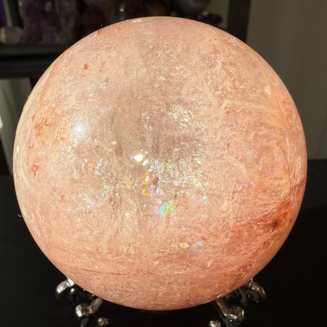 天然石ピンクアゼツライトのスフィア　丸玉　置物NO.112612
