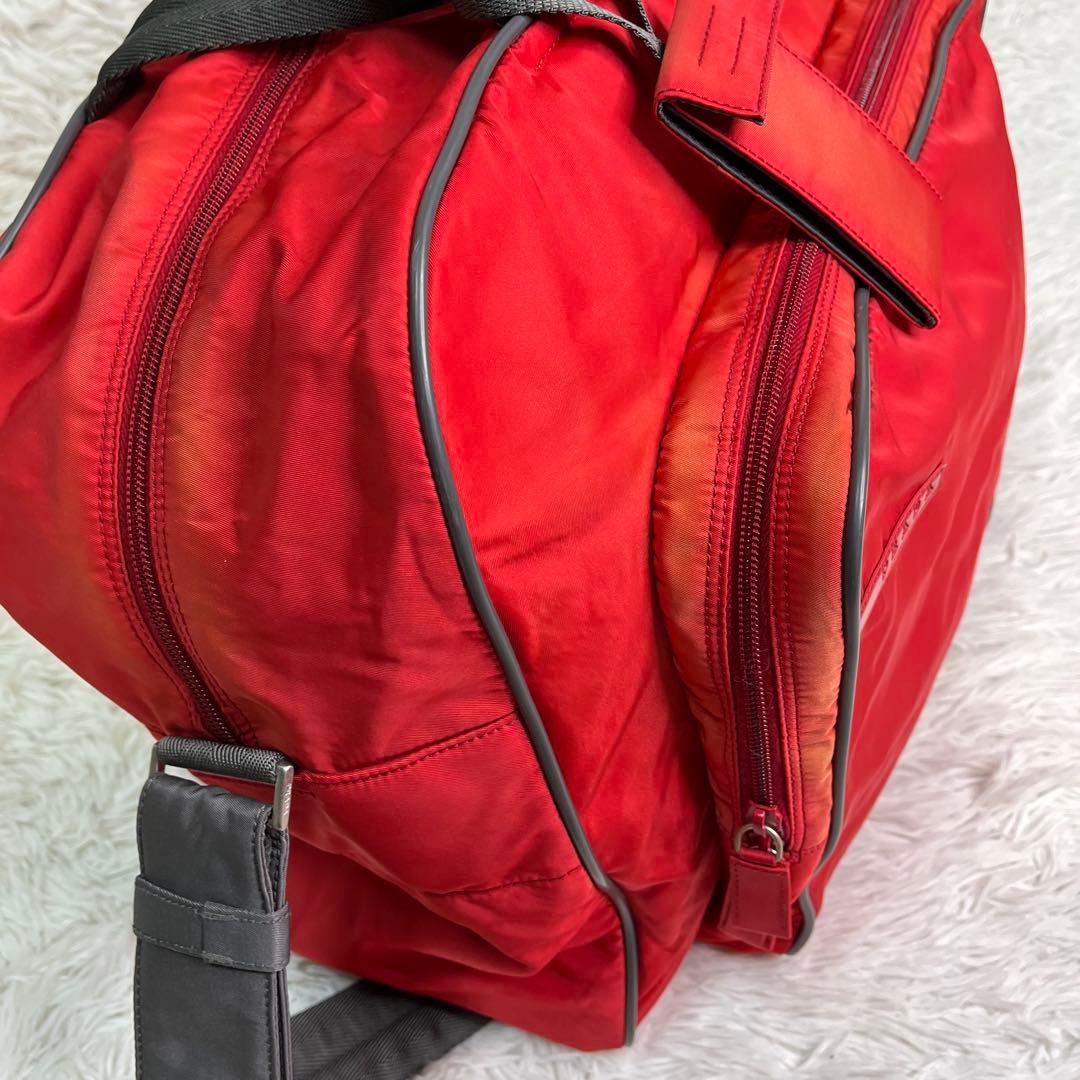 希少色✨プラダスポーツ　PRADA ボストンバッグ　トラベル　旅行　大容量　赤
