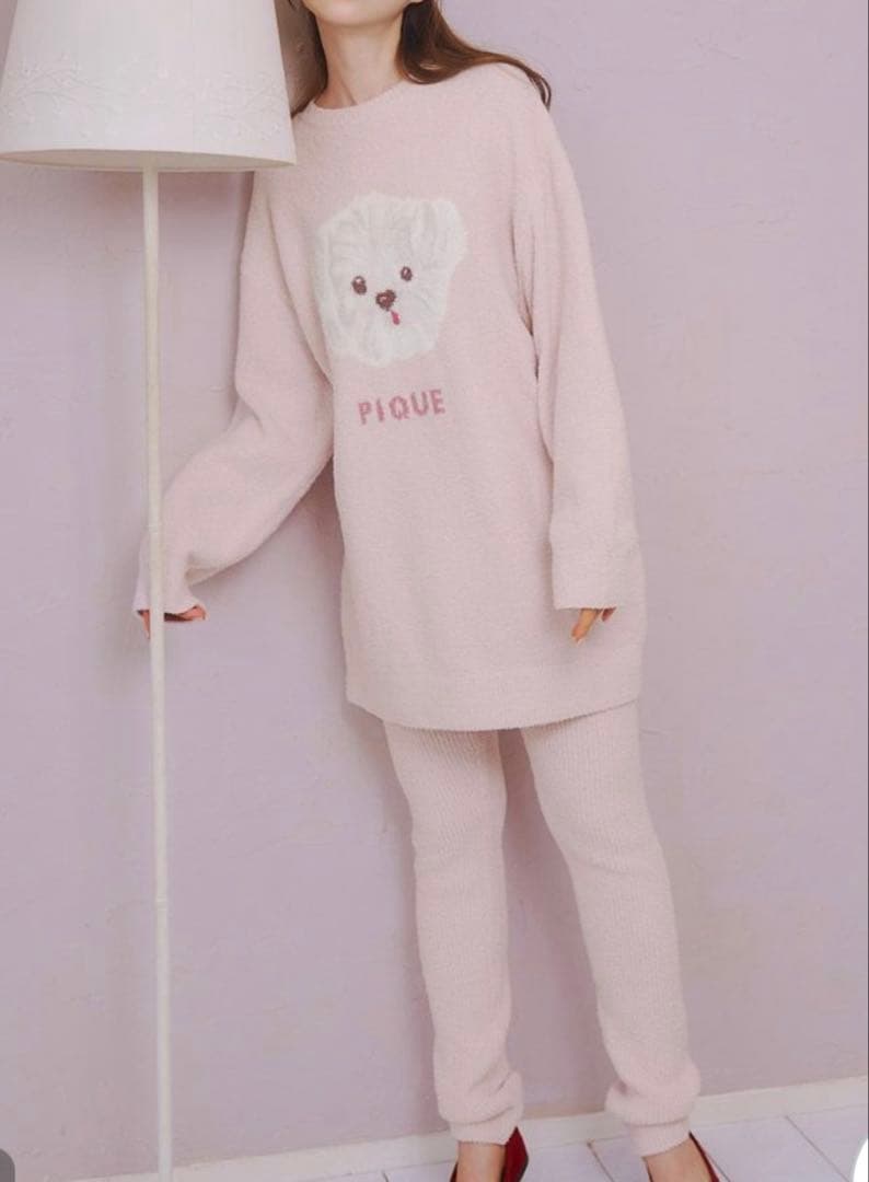 ジェラートピケ　メレンゲドッグ柄ミニワンピ＆レギンスセット