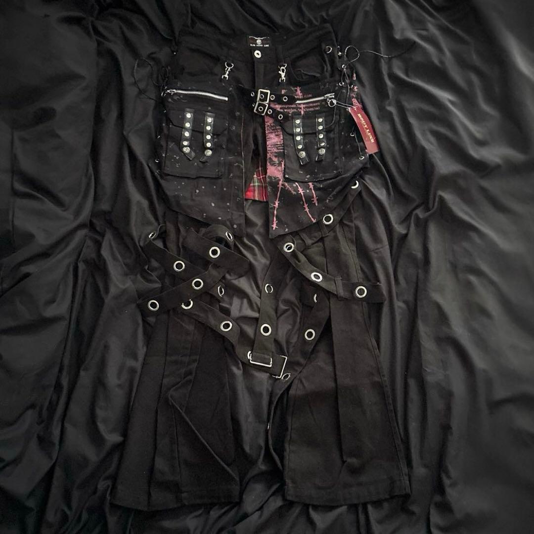 パンツ 00s body line cross studs flare denim