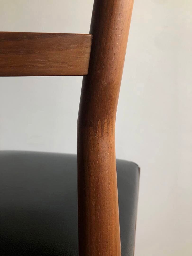 飛騨高山 日進木工製 ウォールナット材 黒革チェア ダイニング デスク椅子 工芸