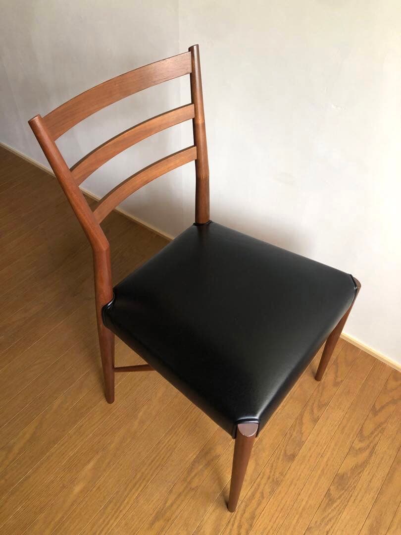 飛騨高山 日進木工製 ウォールナット材 黒革チェア ダイニング デスク椅子 工芸