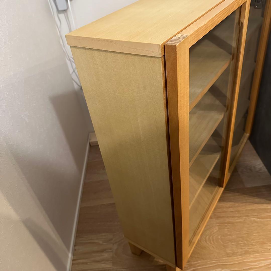 無印良品　オーク材　ガラス扉木製キャビネット　②