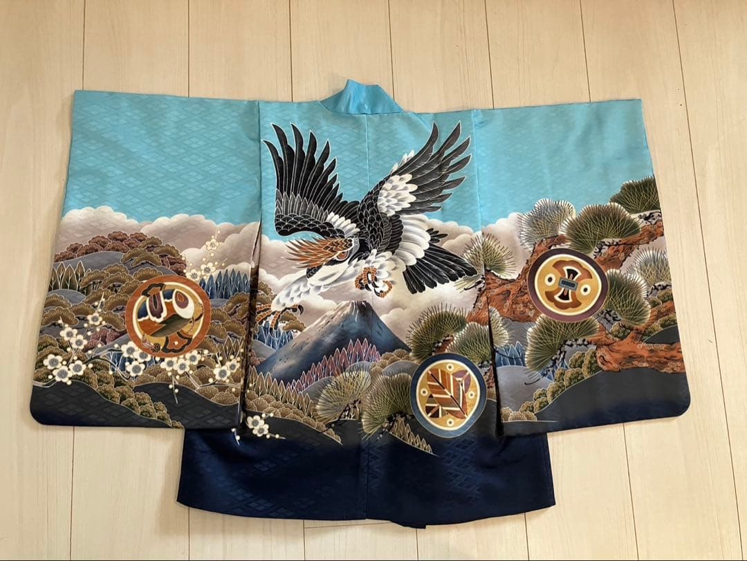 七五三用 鷹模様 着物と帯