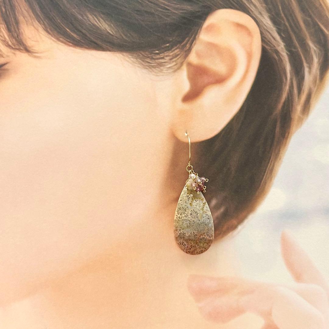 専用✳︎フォッシルコーラル　他　14kgf　天然石ピアス/イヤリング　スピネル