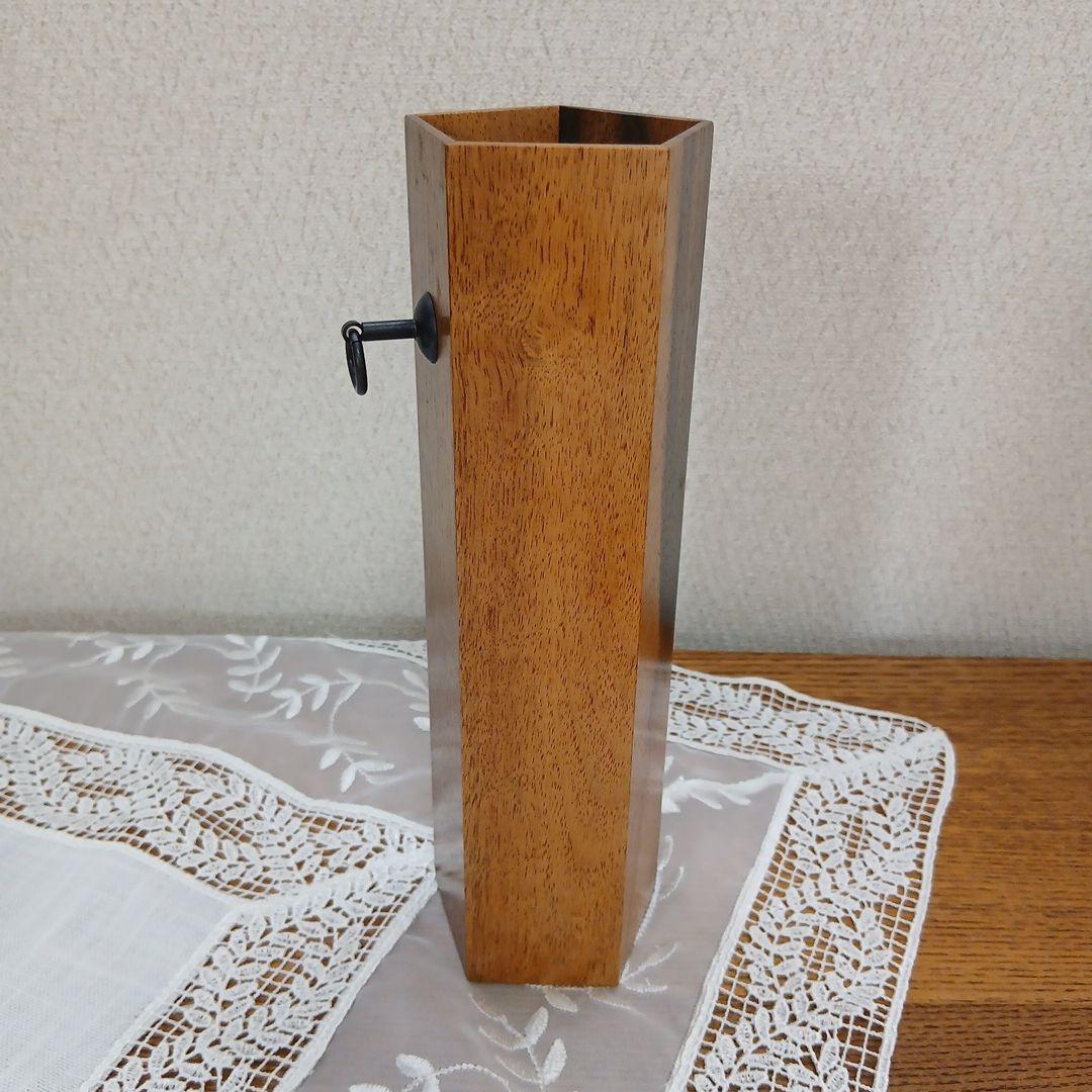 黒柿 五角形 壁掛け花器 花入れ 一輪挿し 中筒付き レトロ フラワーベース