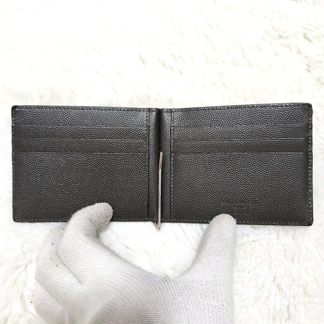 ✨極美品　付属品あり✨サンローラン　マネークリップ　キャビアスキン　カーキ
