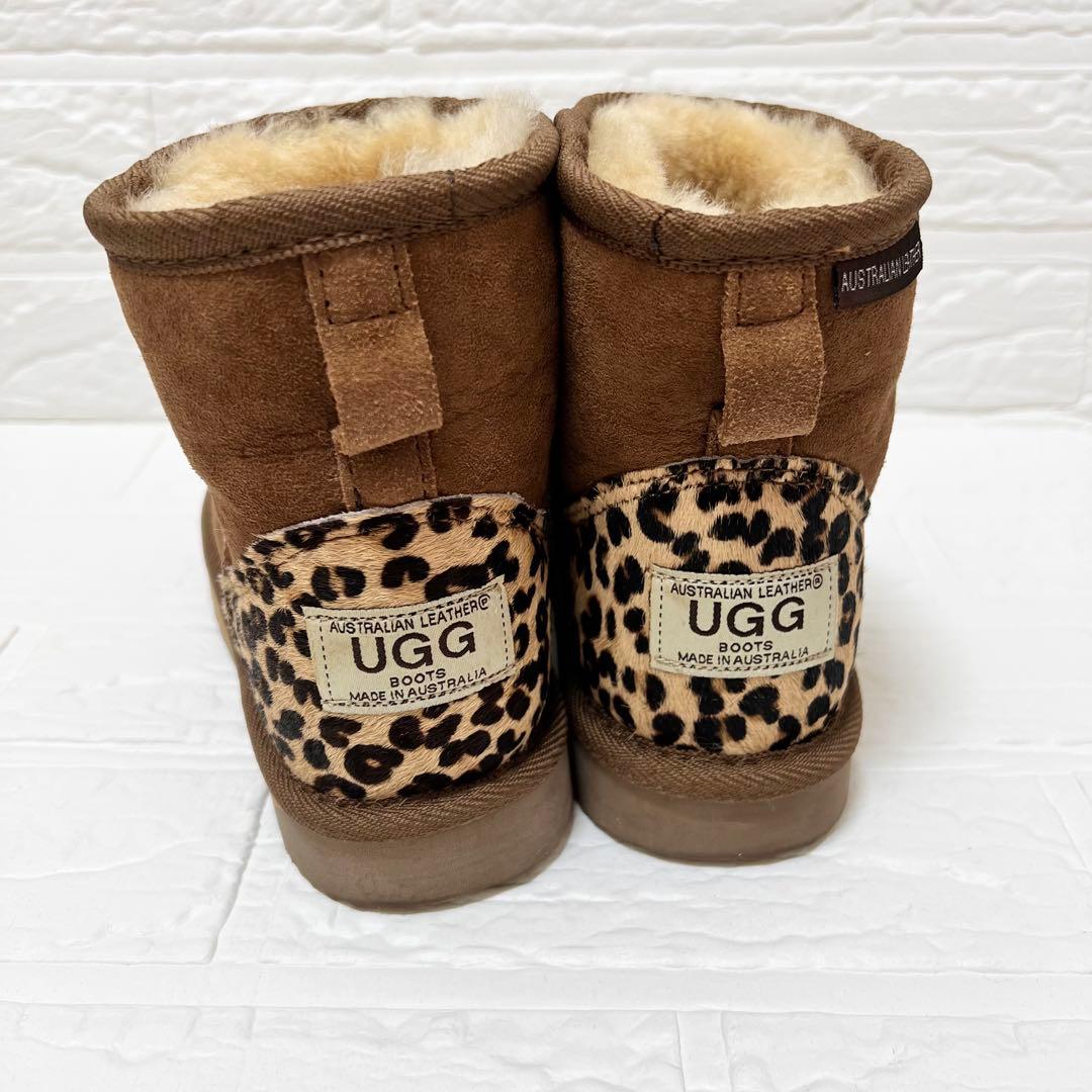UGG アグ　ベージュ　レオパード柄　ムートン　ブーツ　21 35サイズ