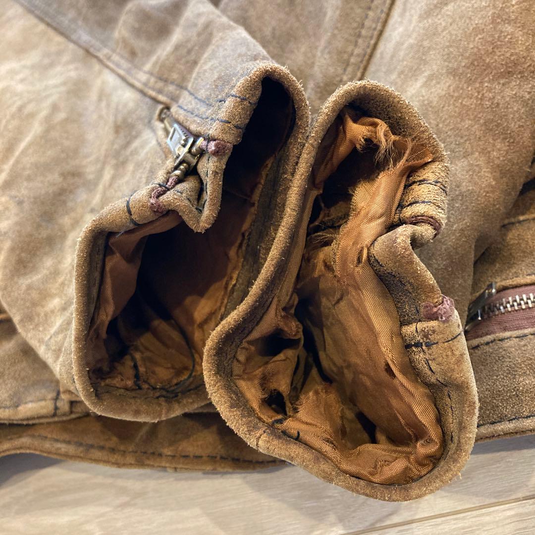 ライダース　スウェード　本革　バイシクルジャケット　ユーロ　アウンノン　80s