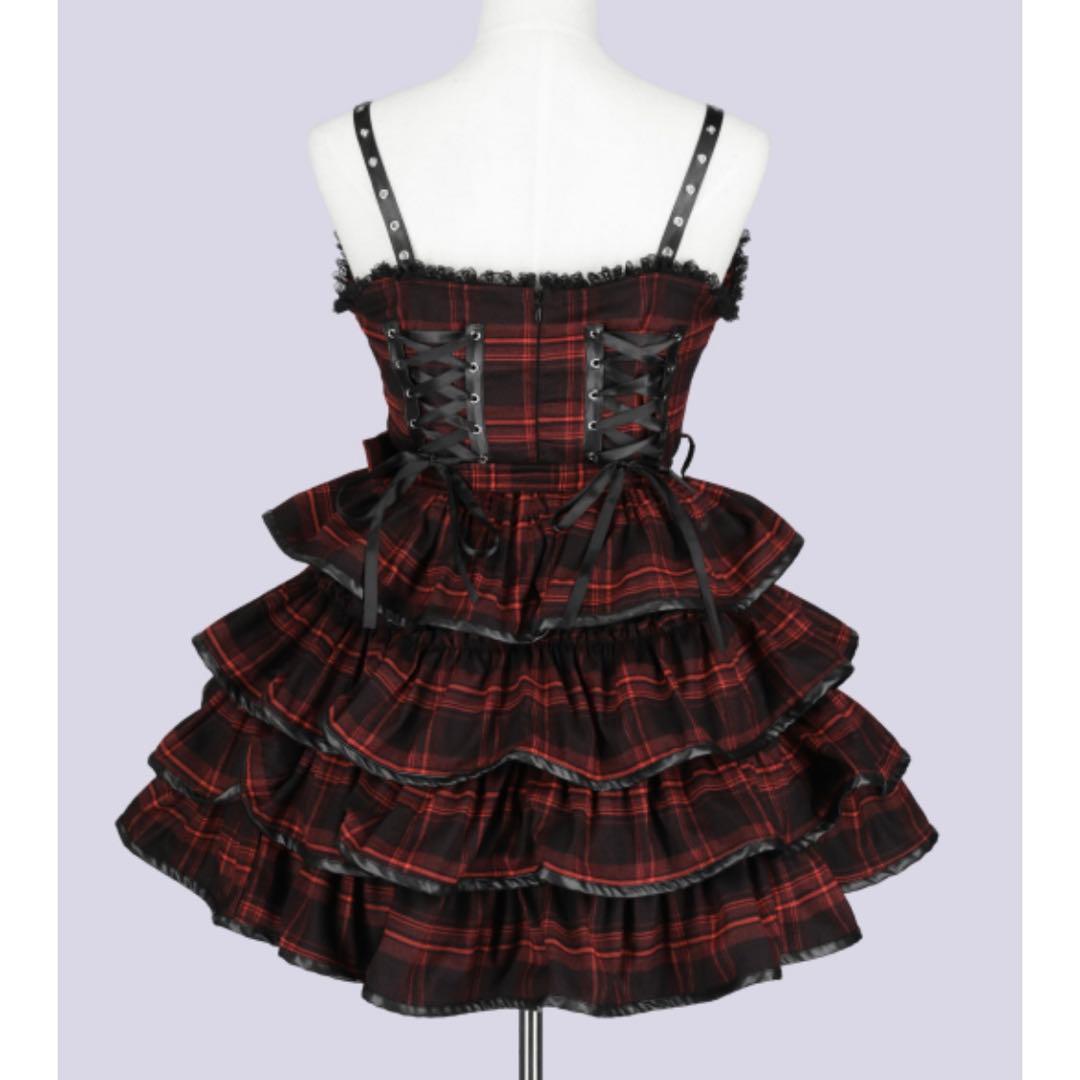 新品未使用 IMVAL / Check Layered Dress［RED］