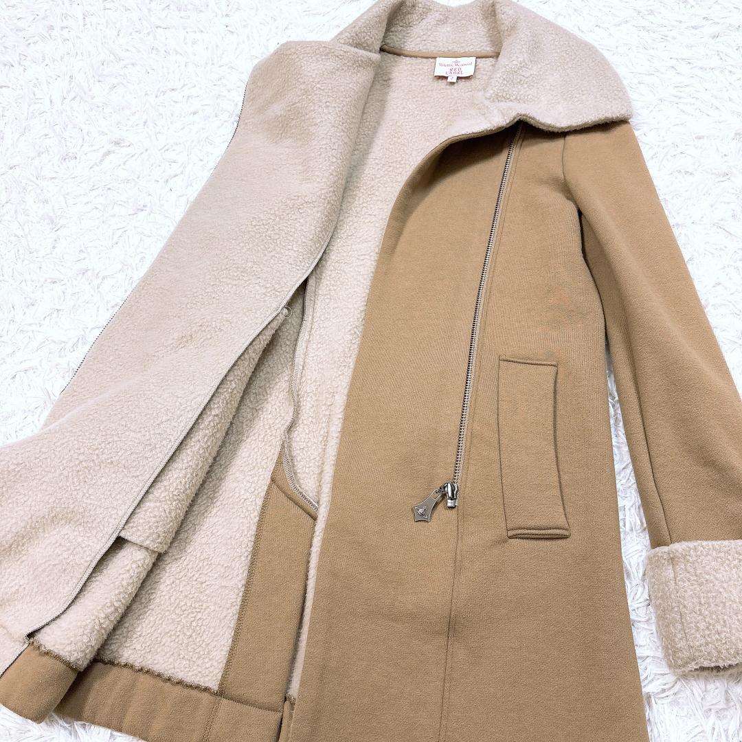 【希少】ヴィヴィアン ライダースデザインボアコート 変形アシメ オーブ サイズ2