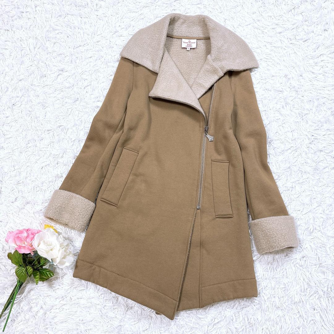 【希少】ヴィヴィアン ライダースデザインボアコート 変形アシメ オーブ サイズ2