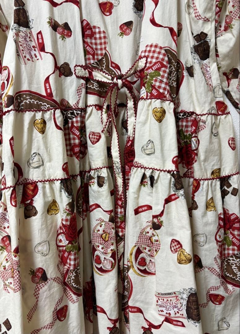 【新品タグ付】ピンクハウス　スウィートメモリーズ　ミディワンピース　ミルク